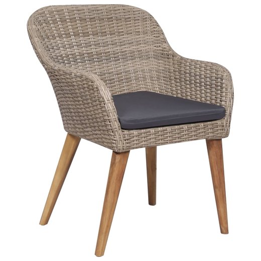 Gartensthle mit Polstern 2 Stk. Poly Rattan Braun