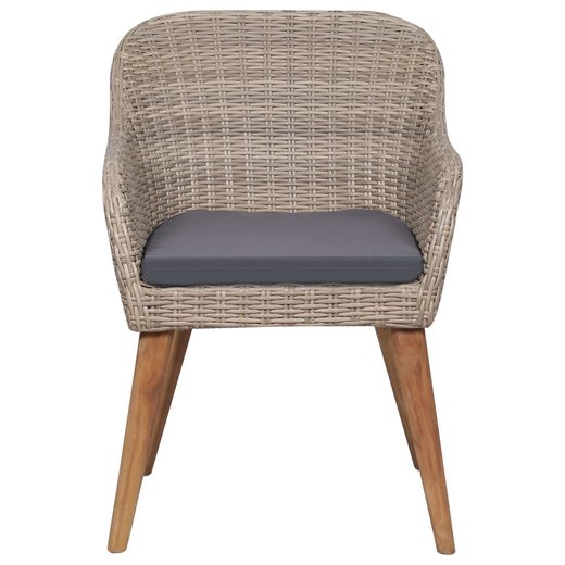 Gartensthle mit Polstern 2 Stk. Poly Rattan Braun