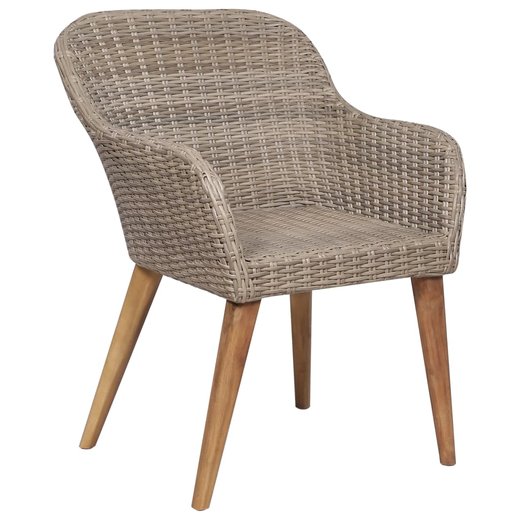 Gartensthle mit Polstern 2 Stk. Poly Rattan Braun