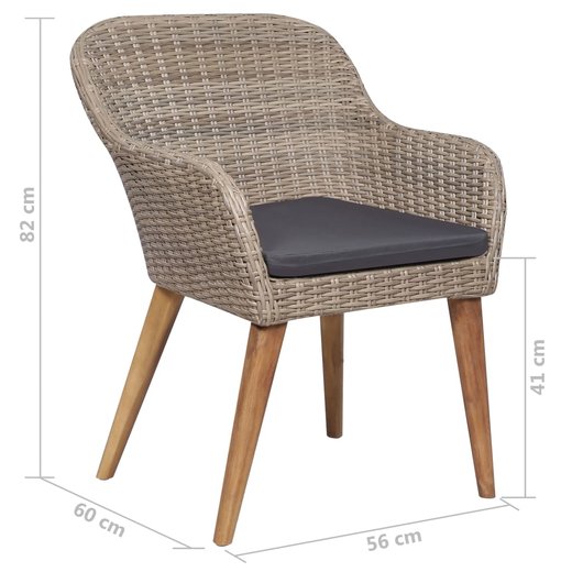 Gartensthle mit Polstern 2 Stk. Poly Rattan Braun
