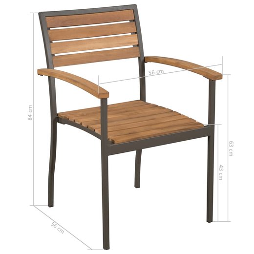 Stapelbare Gartensthle 2 Stk. Akazie Massivholz und Stahl