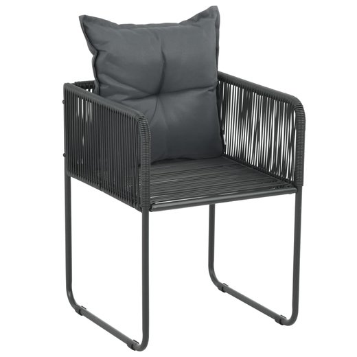 Gartensthle 2 Stk. mit Polstern Poly Rattan Schwarz