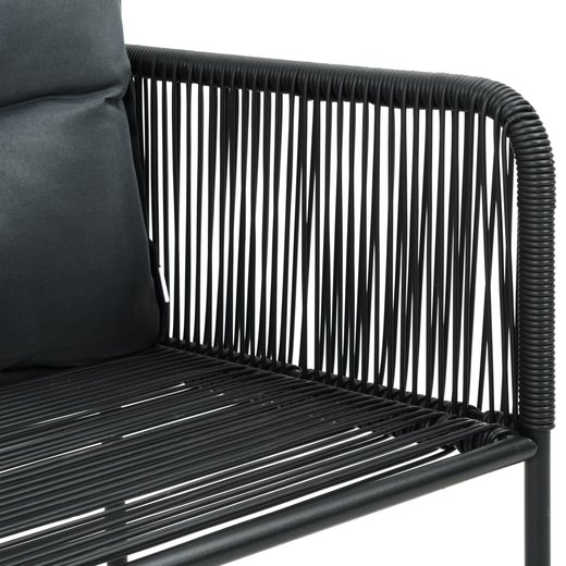 Gartensthle 2 Stk. mit Polstern Poly Rattan Schwarz