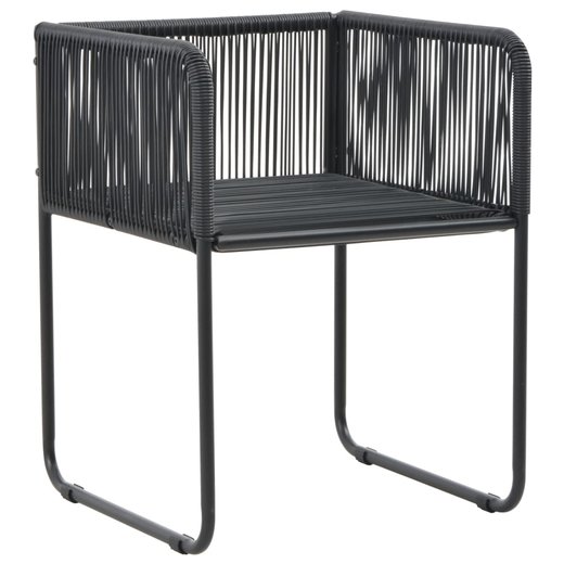 Gartensthle 2 Stk. mit Polstern Poly Rattan Schwarz