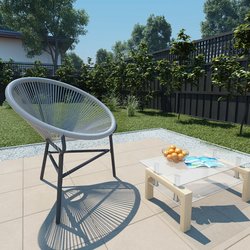 Garten-Mond-Stuhl Poly Rattan Grau