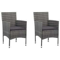 Garten-Esssthle 2 Stk. Poly Rattan Grau