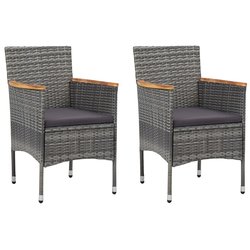 Garten-Esssthle 2 Stk. Poly Rattan Grau