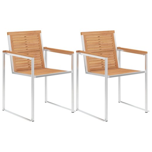 Gartensthle 2 Stk. Massivholz Teak und Edelstahl
