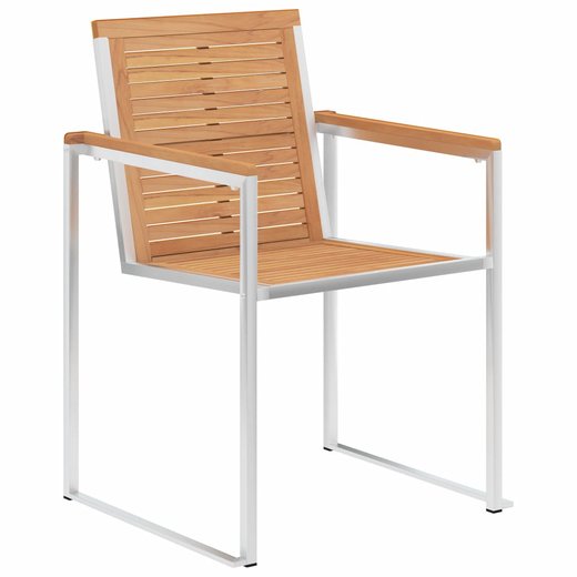 Gartensthle 2 Stk. Massivholz Teak und Edelstahl