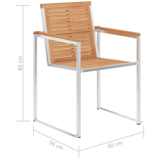 Gartensthle 2 Stk. Massivholz Teak und Edelstahl