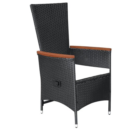 Gartensthle 2 Stk. mit Polstern Poly Rattan Schwarz