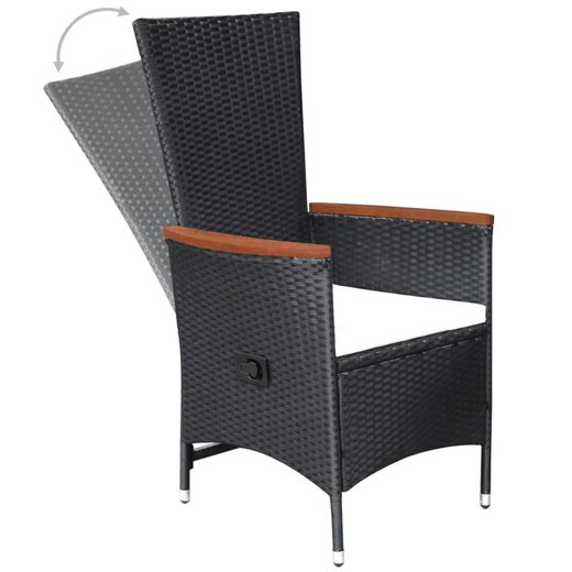 Gartensthle 2 Stk. mit Polstern Poly Rattan Schwarz