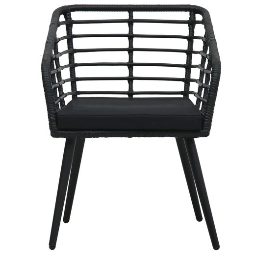 Gartensthle 2 Stk. mit Auflagen Poly Rattan Schwarz
