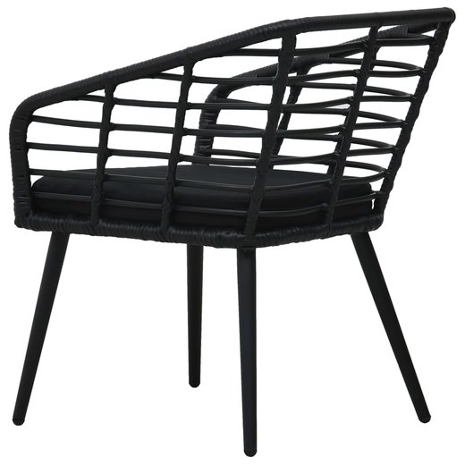 Gartensthle 2 Stk. mit Auflagen Poly Rattan Schwarz