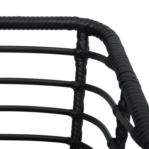 Gartensthle 2 Stk. mit Auflagen Poly Rattan Schwarz