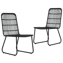 Gartensthle 2 Stk. Poly Rattan Schwarz