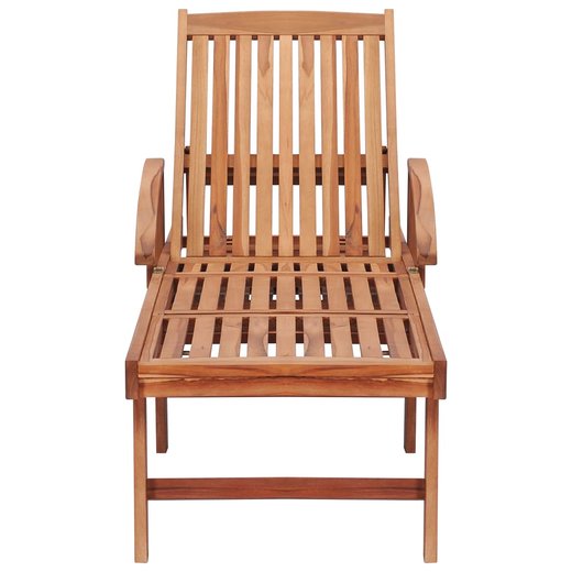 Sonnenliege mit Auflage Cremewei Massivholz Teak