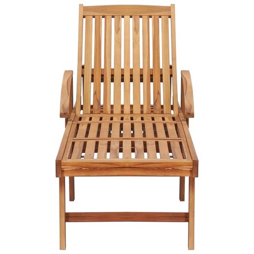 Sonnenliege mit Tisch und Auflage Massivholz Teak