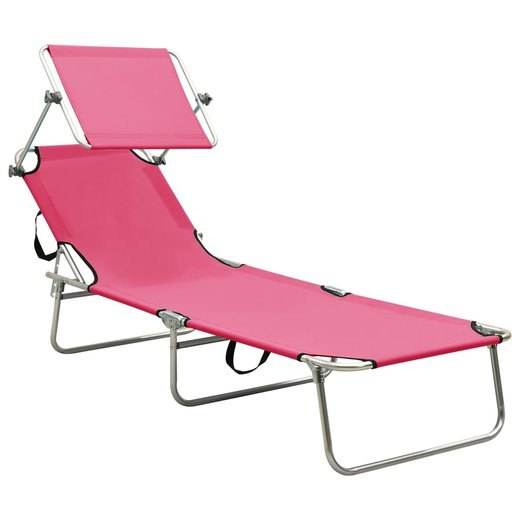 Klappliege mit Sonnenschutz Rosa Aluminium
