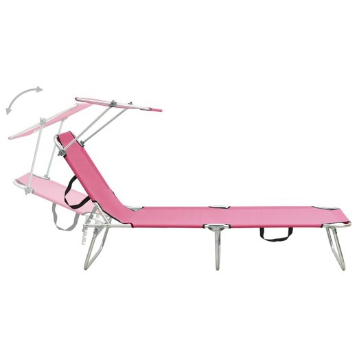 Klappliege mit Sonnenschutz Rosa Aluminium