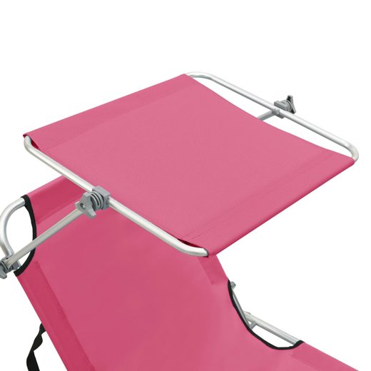 Klappliege mit Sonnenschutz Rosa Aluminium