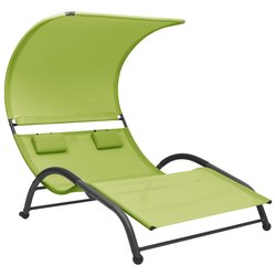 Doppel-Sonnenliege mit Sonnendach Textilene Grn