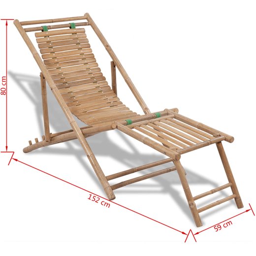 Garten-Liegestuhl mit Fuablage Bambus