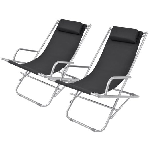 Liegesthle 2 Stk. Stahl Schwarz