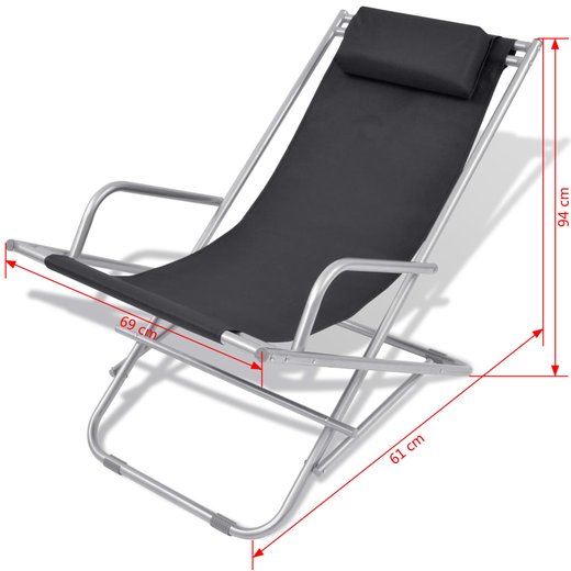 Liegesthle 2 Stk. Stahl Schwarz