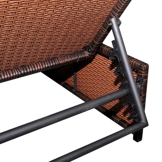 Sonnenliegen 2 Stk. mit Tisch Poly Rattan Braun