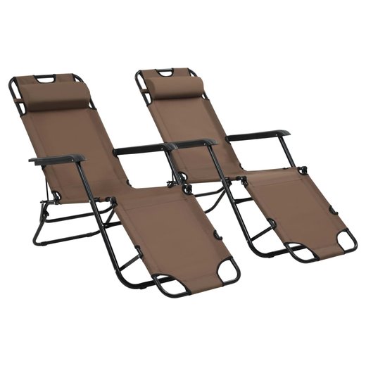 Klappbare Sonnenliegen 2 Stk. mit Fuablage Braun
