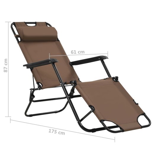 Klappbare Sonnenliegen 2 Stk. mit Fuablage Braun