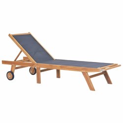 Sonnenliege Klappbar mit Rollen Teak Massivholz und...