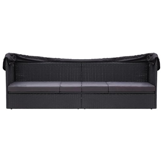 Outdoor-Sofabett mit Sonnendach Poly Rattan Schwarz