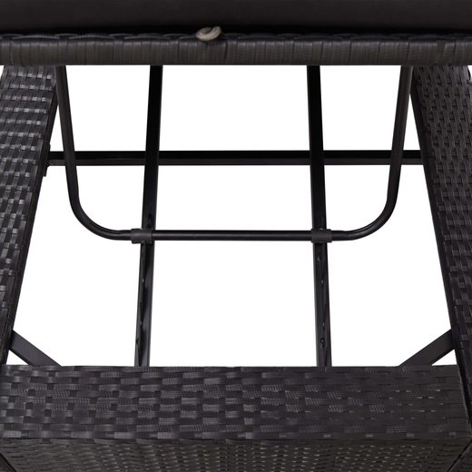 Sonnenliege mit Auflage Schwarz Poly Rattan
