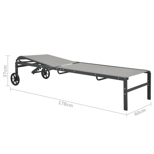 Sonnenliegen 2 Stk. mit Tisch Textilene und Stahl