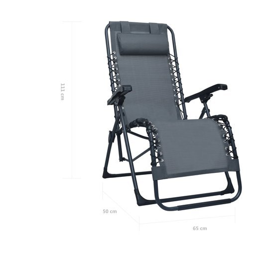 Klappbarer Liegestuhl Grau Textiline