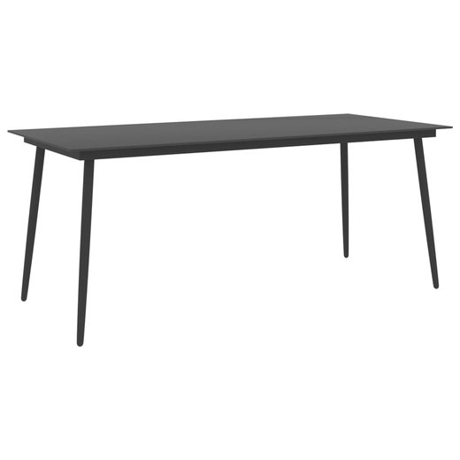 Garten-Esstisch Schwarz 190x90x74 cm Stahl und Glas