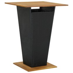 Bartisch Schwarz 80x80x110 cm Poly Rattan und Massivholz...