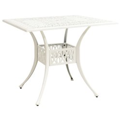 Gartentisch Wei 90x90x73 cm Aluminiumguss