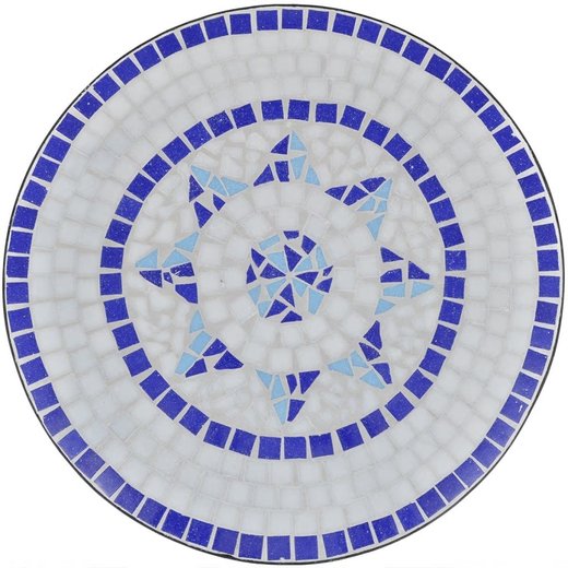 Bistrotisch Blau und Weiß 60 cm Mosaik