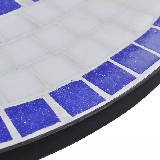 Bistrotisch Blau und Weiß 60 cm Mosaik