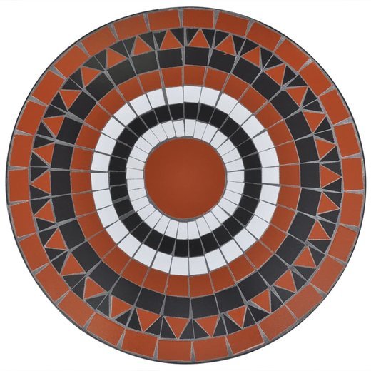 Bistrotisch Terracotta-Rot und Wei 60 cm Mosaik