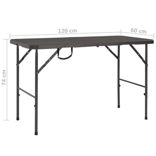 Klappbarer Gartentisch Braun 120x60x74 cm HDPE Rattan-Look