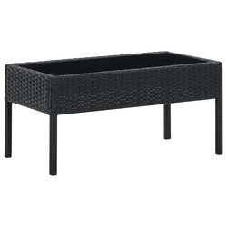 Gartentisch Schwarz 75x40x37 cm Poly Rattan