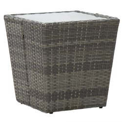 Beistelltisch Grau 41,541,543 cm Poly Rattan und Hartglas