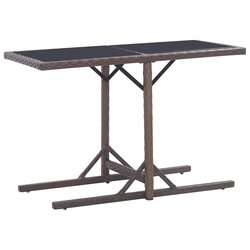 Gartentisch Braun 1105372 cm Glas und Poly Rattan