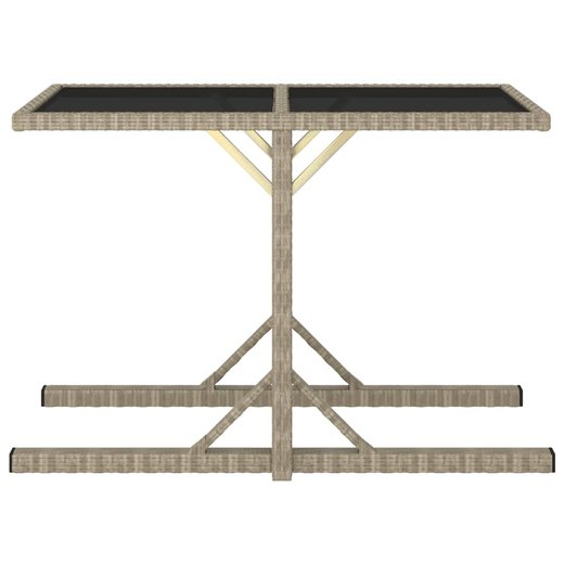 Gartentisch Beige 1105372 cm Glas und Poly Rattan