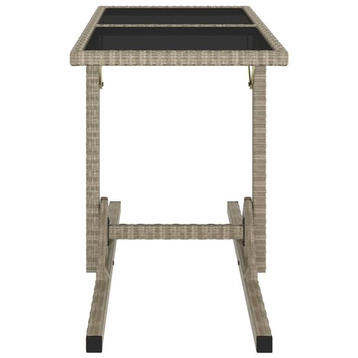 Gartentisch Beige 1105372 cm Glas und Poly Rattan
