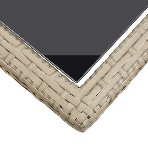 Gartentisch Beige 1105372 cm Glas und Poly Rattan